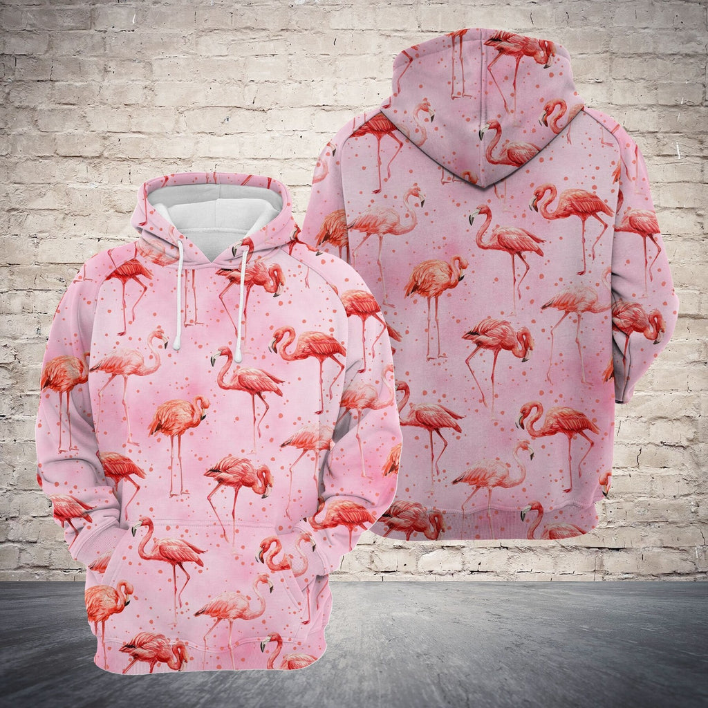 Unisex Great Flamingo All Over Printed Hoodie, Flamingo